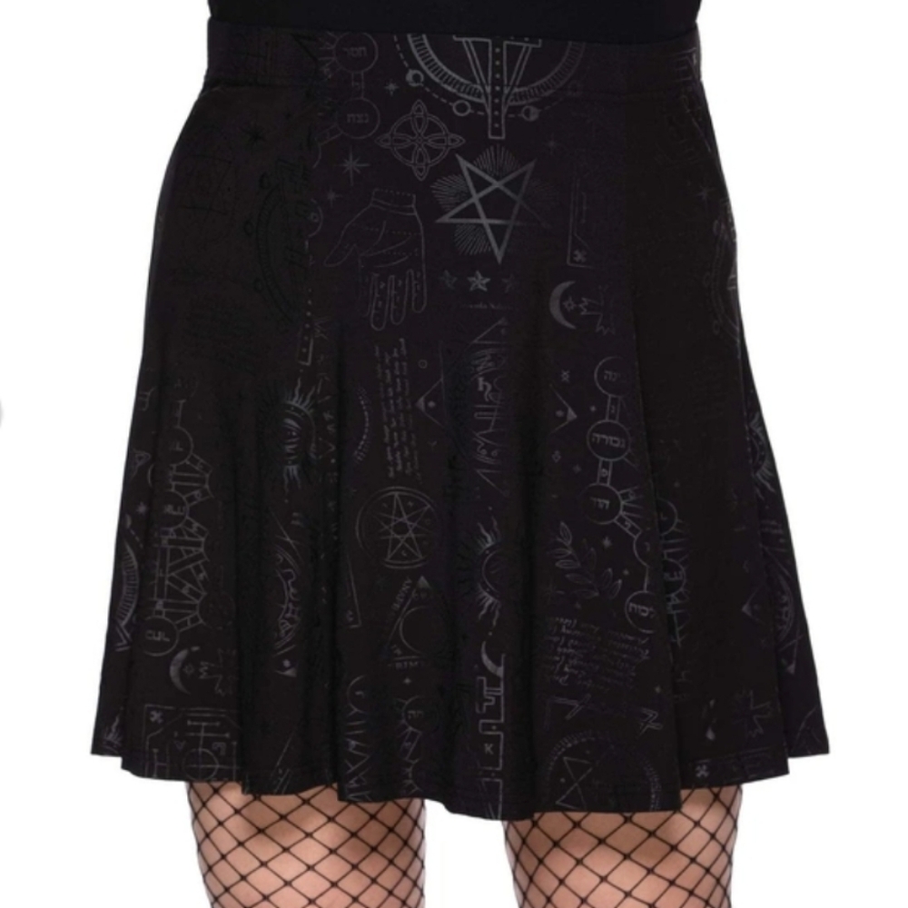 EUC Killstar Heathen Skater Skirt With Occult Symbols Pattern 4X